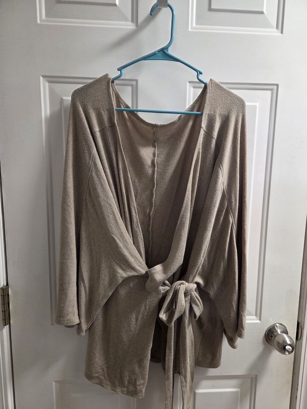 Women's V-Neck Tie-Front Sweater Cardigan - Taupe